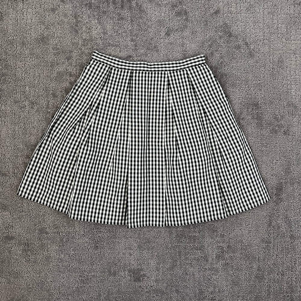 Ann Taylor Black and White Checkered Skater Skirt